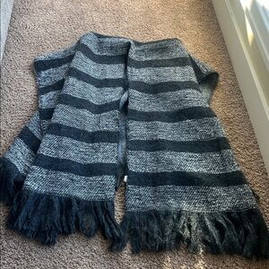 Reversible Boho Fringe World market Poncho/Shawl One Size